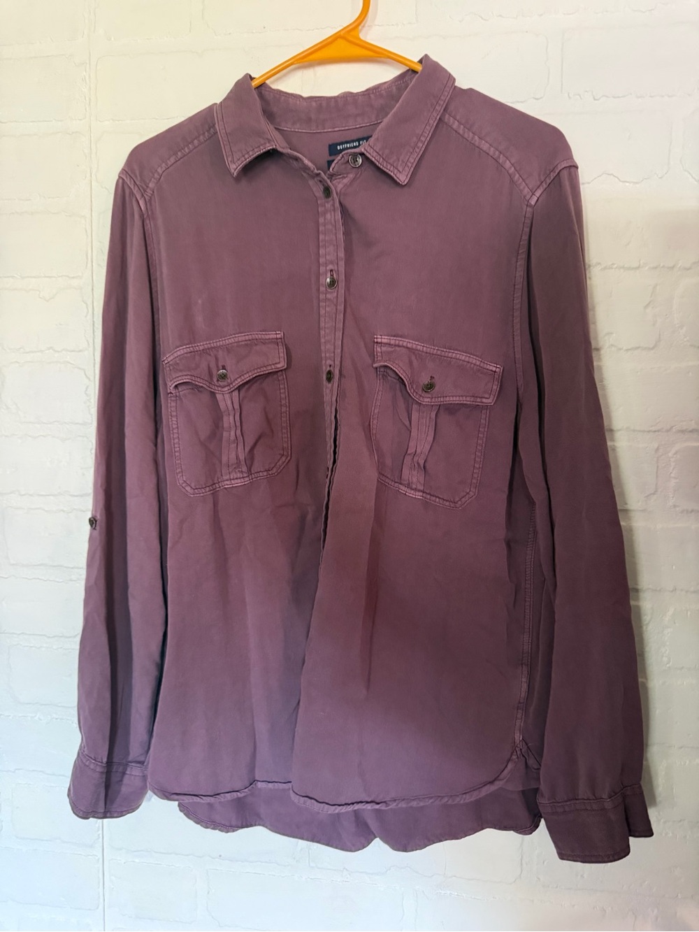 American Eagle Outfitters Mauve Long-Sleeve Button-Down Shirt